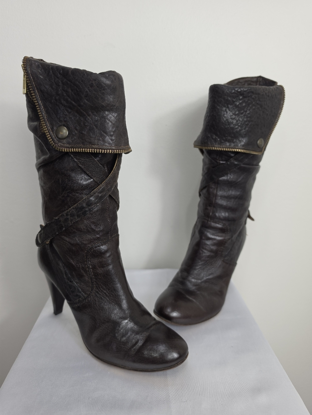 Manas Lea Foscati  Brown Leather Boots Made In Italy